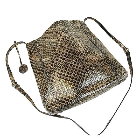 Bottega Veneta Gold / Black Leather Medium Intrecciomirage Messenger Bag - Picture 4 of 5